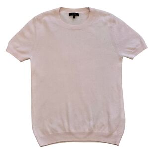 Quince Women's Cashmere Short Sleeve Light Blush Pink Crewneck Sweater